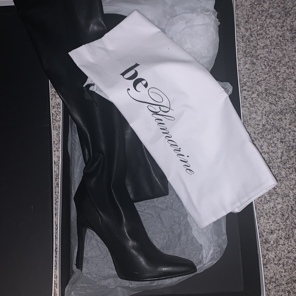 AVAILABLE - Be Blumarine over the knee Italian leather stilettos. New in box
